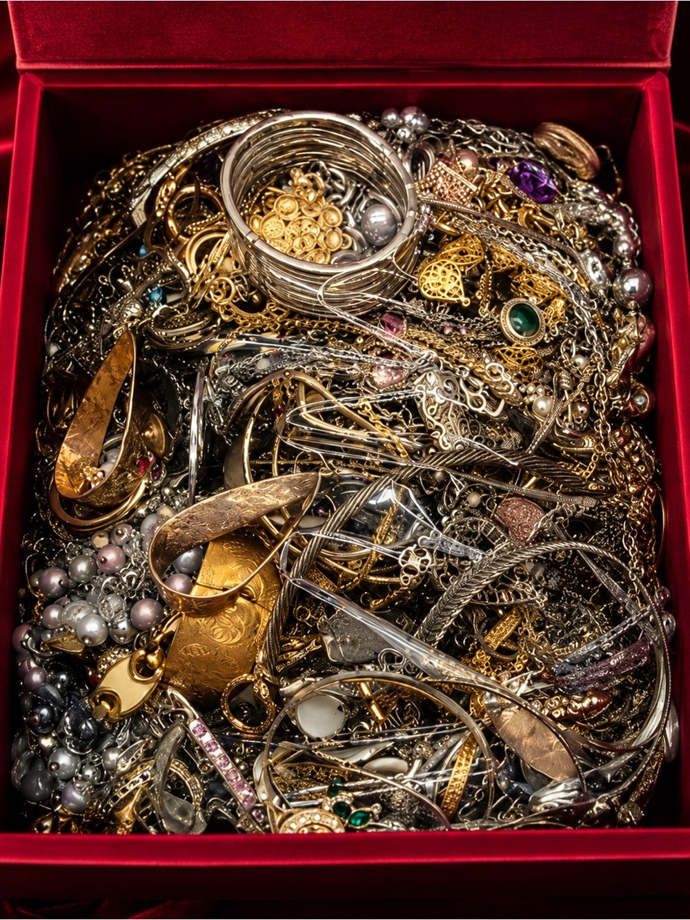 3 LB Unsearched Jewelry Lot | WEAR Organic Pulls | Gold Silver Rhinestone Pearls